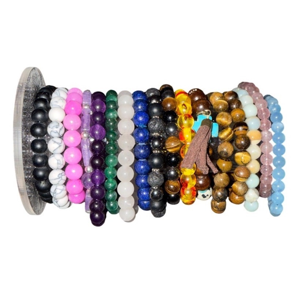 Boho Beaded Stretchy Bracelets Set 17 Gemstone Natural Stone Chakra Stackable
